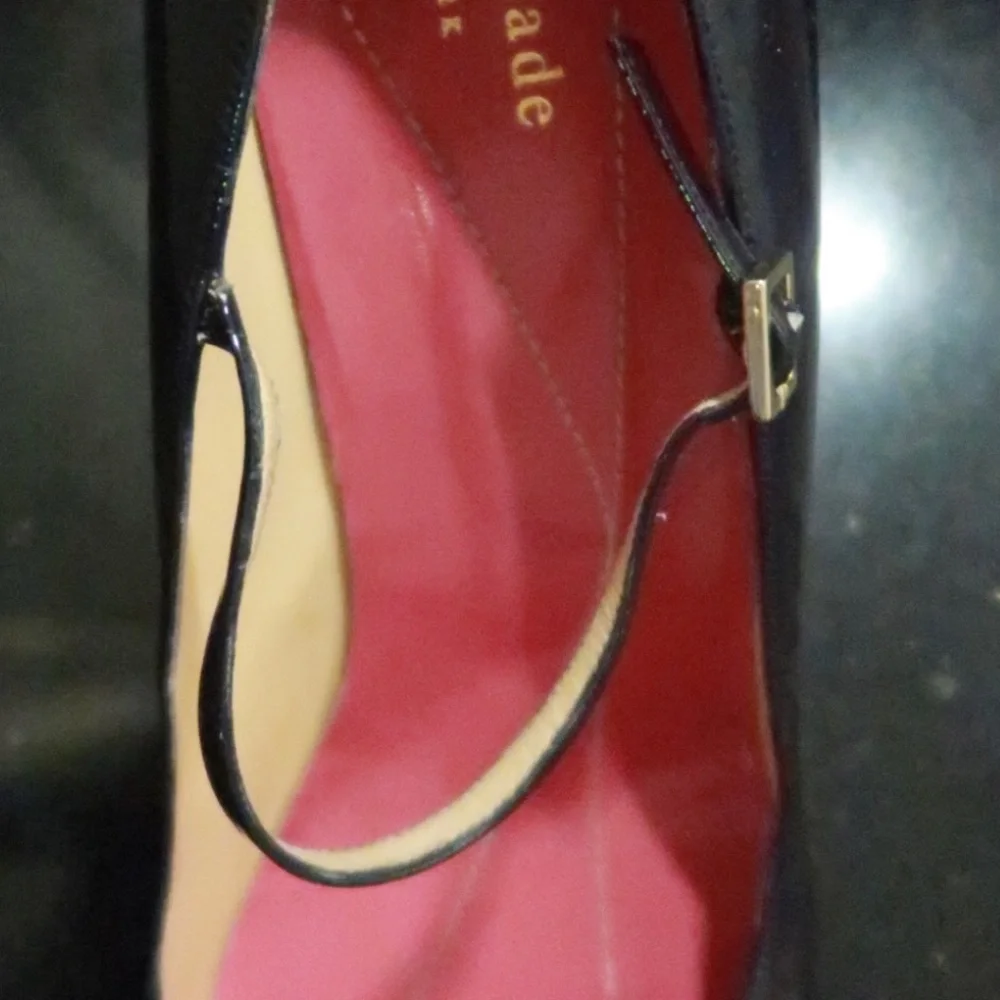 kate spade Black Patent Leather Mary Jane Heels with Pink Insoles